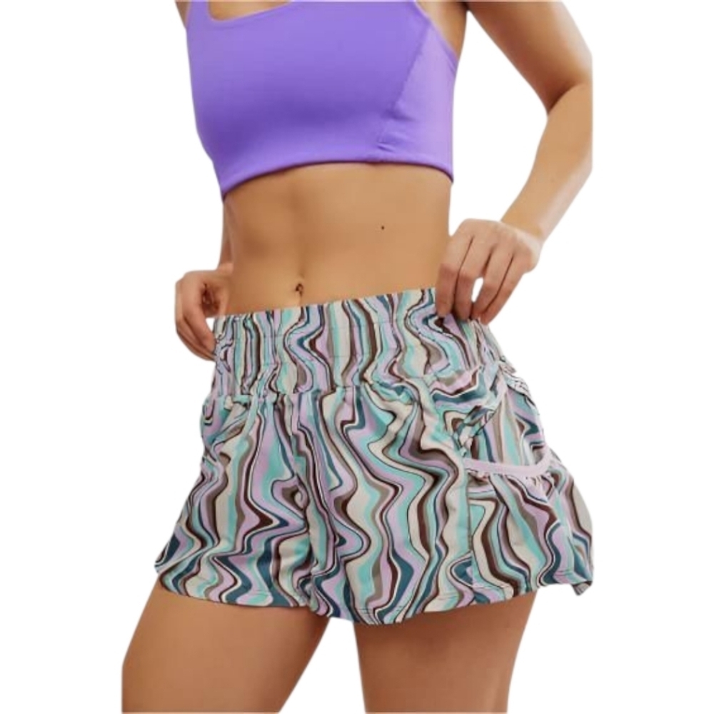 Free People Movement By Free People Get Your Flirt On Printed Shorts•L•NWOT - Picture 7 of 9